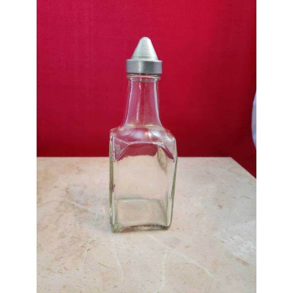 Vintage Oil/Vinegar Bottle - Square Shape Metal Top - Made by Bloomfield